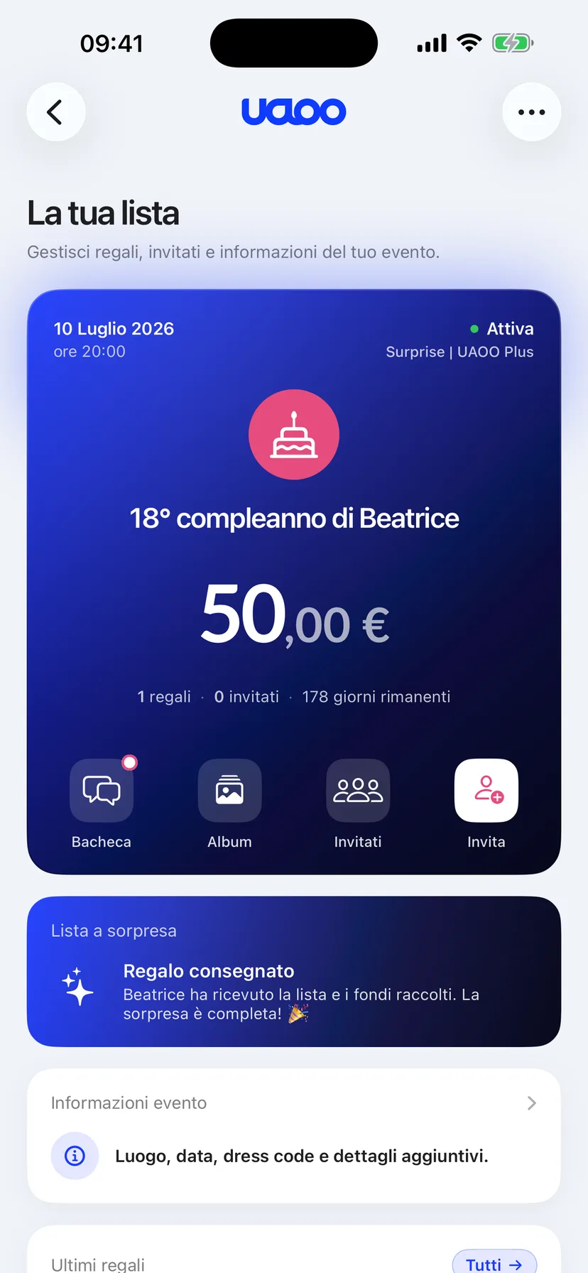 App UAOO — La tua lista, regali ricevuti